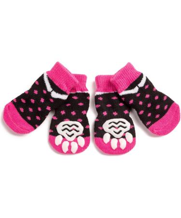 Harfkoko Pet Heroic Anti-Slip Knit Socks for Dogs & Cats | Rubber Reinforced Paw Protectors | Indoor Wear for Small, Medium & Large Pets | Dot Pink - Buy Online on GoSupps.com