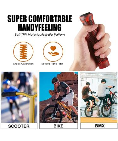 Kutrick 145mm Soft Flangeless Longneck Handle Bar Grips for Pro Scooters and BMX Bikes - Red/Black - Buy Online on GoSupps.com