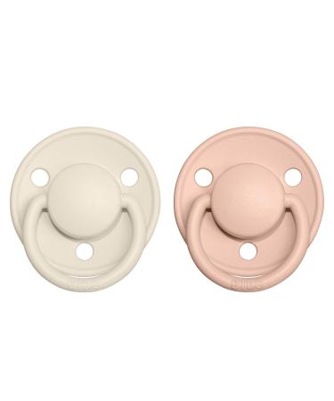 BIBS De Lux Collection Baby Pacifiers - BPA-Free and Made in Denmark | Set of 2 Ivory/Blush Soothers | Size 0-6 Months - Buy Online on GoSupps.com
