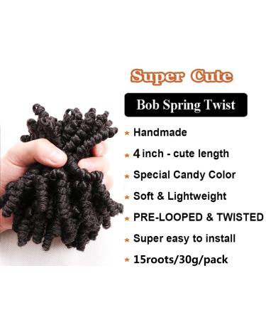 Lifabeauty 8 Packs Short Spring Twist Crochet Hair 4 Inch 2# - Pre-Looped Curly Crochet Braids for Black Women and Kids - Buy Online on GoSupps.com