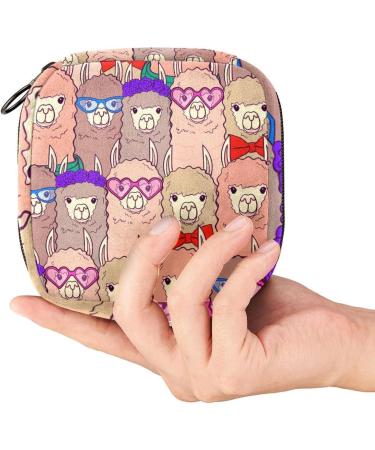Stylish Menstruation Pad Bag with Zipper | Cute Llamas & Alpacas | Women's Tampon & Napkin Collecting Bag - Buy Online on GoSupps.com