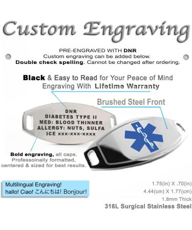 Custom DNR Alert Medical Bracelet - Pre-Engraved Stylish & Perfect for International Shipping - Blue - Buy Online on GoSupps.com