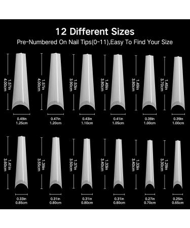 Toedo 240pcs Extra Long Coffin Nail Tips - 12 Sizes XXL Ballerina False Nail Tips with Box | Ideal for Nail Salon and Home DIY - Buy Online on GoSupps.com