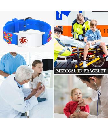 XUANPAI Personalized Safety Wristband Bracelet for Kids - Cartoon Style Waterproof ID Bracelet for Boys Girls - Emergency Contact & Medical Info - Blue - Buy Online on GoSupps.com