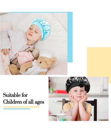 Arqumi Kids Silk Satin Bonnet 2Pcs Set - Soft Adjustable Night Cap for Baby to Teens in Black & Blue - Buy Online on GoSupps.com