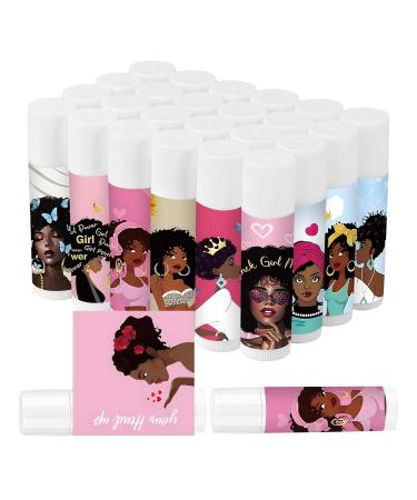 50 Pack African American Lip Balm Bulk African American Valentine's Day Gifts for Women Black Girl Inspirational Lip Balm Black History Lip Care Favors for Commemoration Juneteenth Freedom