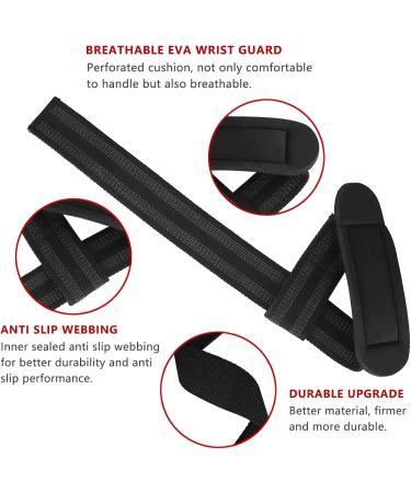 Professional Strength Training Aid - Padded Lifting Straps & Wrist Supports (60 cm) for Bodybuilding & Fitness | Black - Buy Online on GoSupps.com
