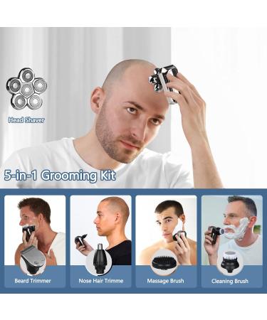 Premium 5-in-1 Head Shaver for Bald Men | Electric Razor with Travel Lock USB Fast Recharge & Waterproof Design - Grooming Kit for Beard & Nose Hair - Buy Online on GoSupps.com