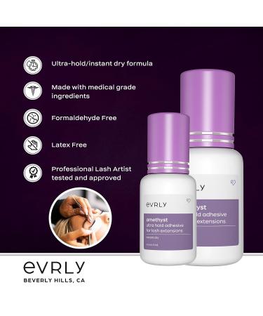 EVRLY Beverly Hills Amethyst Ultra Hold Adhesive for Volume Eyelash Extensions | 5 ML Black Glue | 1-2 Sec Dry Time | 8-Week Retention | Maximum Bond for Professional Use - Buy Online on GoSupps.com