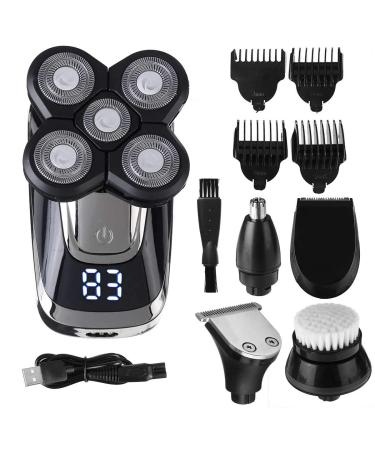 Electric Razor for Men 5 in 1 Electric Men Bald Head Shaver Beard Razor 4D Electric Rotary Shaver Cordless Hair Trimmer Clipper USB Charging