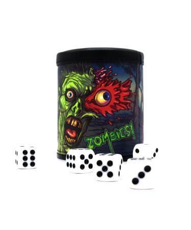 Luck Lab Zombies Dice Cup Including 5 Dice - Red Velvet Interior for Quiet Shaking - Use for Zombie Dice Liars Dice RFP Yahtzee Board Games, Black