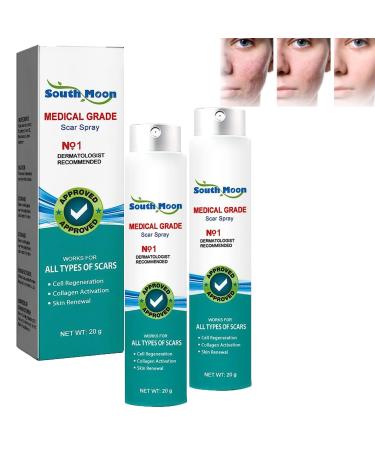 Southmoon Medical Grade Scar Spray South Moon Medical Grade Scar Spray South Moon Scar Removal Spray Scar Remove Advanced Scar Spray Smooth Skin for all Types of Scars (2pcs)