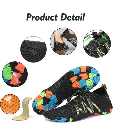 SAGUARO Unisex Water Sport Shoes - Quick-Dry Barefoot Swim Shoes 8.5 Women/7 Men - Jet Black - Buy Online on GoSupps.com