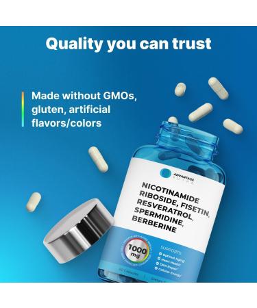 AdvantageNutra Liposomal Nicotinamide Riboside NR Supplement Resveratrol NAD : Nicotinamide 500mg w/Fisetin Resveratrol Powder Spermidine Berberine NAD Resveratrol Supplement 500 mg - 60 caps 2 Pack - Buy Online on GoSupps.com