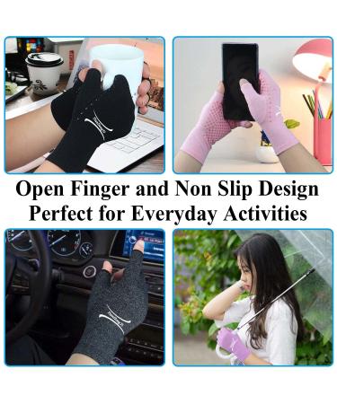 2 Pairs Arthritis Compression Gloves for Pain Relief - Small Grey1+Pure Black1 - Buy Online on GoSupps.com