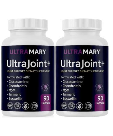 Glucosamine Chondroitin MSM Joint Support Supplement 1500 mg per Serving W/Turmeric(Curcuma)Boswellia Bromelain Supports Joint Comfort Mobility & Flexibility Articulaciones 90 Caps(2 Pack)Bexpertsusa