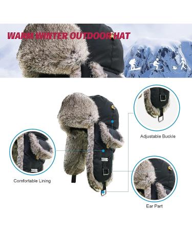 100% Rabbit Fur Winter Trapper Hat in Grey for Men & Women - Medium-Large - Buy Online on GoSupps.com