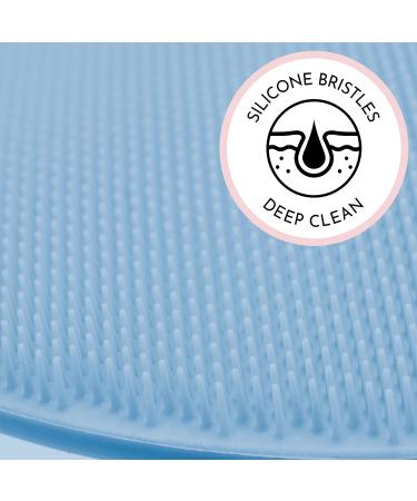 S&T INC. Silicone Body Scrubber and Shower Brush - Gentle Exfoliating Soft Bristle Brush - 3.5x4.5 Inch - Blue - 1 Pack - Buy Online on GoSupps.com