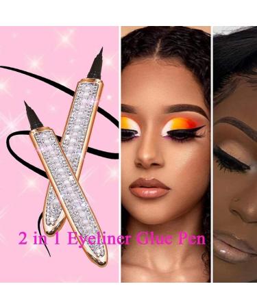 2023 Self-Adhesive Eyeliner Glue Pencil with 5 Pairs False Eyelashes - Long-Lasting Liquid Eye Liner Pen - Non Magnetic (2PCS) - Buy Online on GoSupps.com