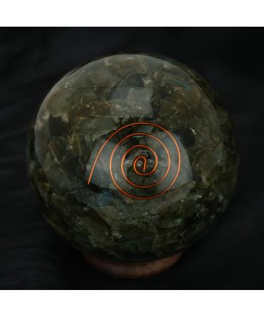 Natural Crystal Labradorite Orgone Sphere Ball EMF Protection Aura Cleansing Meditation Orgonite Ball