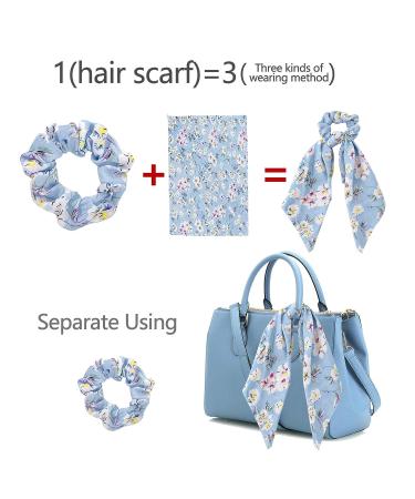 Dlala 12 Pcs Chiffon Floral Hair Scrunchies with Bows - Vintage Hair Accessories for Women and Girls - Buy Online on GoSupps.com