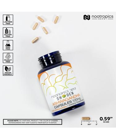 Nootropics Depot Shoden Ashwagandha Extract Capsules | 120mg | 90 Count | 35% Withanolides 90 Count (Pack of 1) - Buy Online on GoSupps.com