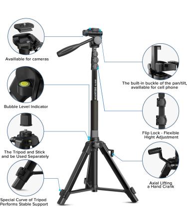 69 Camera Tripod - Patented 3-Way Swivel Portable Phone Stand - Professional Aluminum Alloy Monopod for Canon Nikon GoPro DSLR DV Smartphone - Buy Online on GoSupps.com