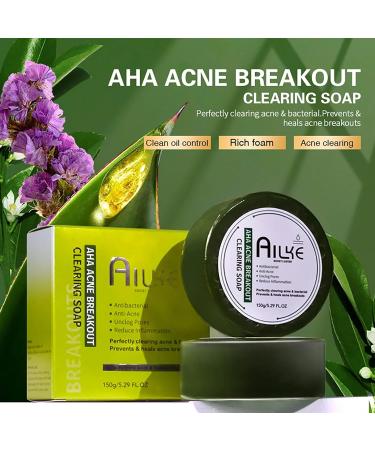 AILKE BOOST LUSTER AILKE AHA Acne Breakout Clearing Soap Bar Deep Clean Skin Unclog Pores Brightening with Lavender Essential Oil Reduces Pimples Blackheads 150 g Pack of 1 1 copy - Buy Online on GoSupps.com