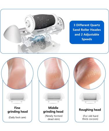 Elmchee Electric Foot Callus Remover Kit - Rechargeable, Waterproof, Professional Pedicure Tools for Dead, Cracked Skin - 3 Grinding Heads - Feet Care Solution in White (1 Count) - Buy Online on GoSupps.com