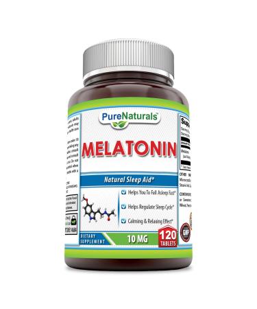 Pure Naturals Melatonin Supplement | 10 Mg Per Serving | 120 Tablets | Non-GMO | Gluten-Free | Made in USA