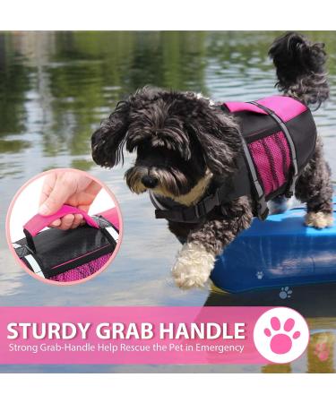 Queenmore Small Dog Life Jacket - Adjustable Pet Vest for Small and Medium Dogs - High Buoyancy & Rescue Handle - Reflective Bands - X-Small Pink - Buy Online on GoSupps.com