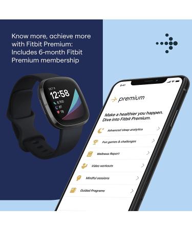 Fitbit Sense Smartwatch with Heart Health Tools & Stress Management, Carbon/Graphite, One Size (S & L Bands) - Buy Online on GoSupps.com