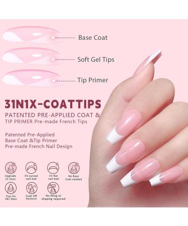Fake Nails with White Tips - Artificial Full French Nails for Women - Nail Art Products for Wedding Gathering Home Dating Traveling Pochy 01 - Buy Online on GoSupps.com