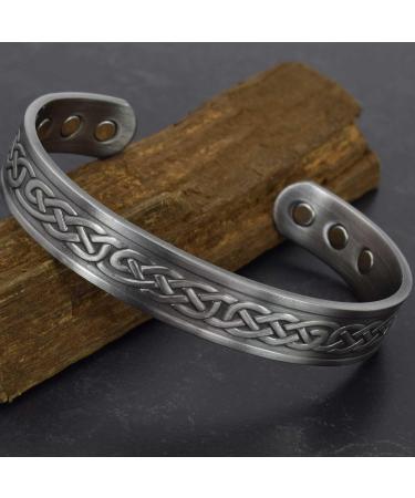 Holistic Magnets Copper Magnetic Bracelet for Arthritis & Tendinitis - Celtic Knot Design Antique Silver - Unisex Healing Wrist Jewelry (19.5-22.5cm) - Buy Online on GoSupps.com