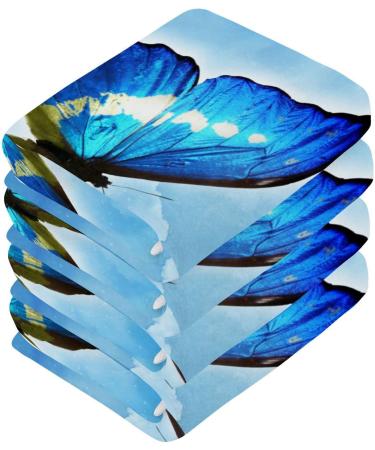 SUABO Cotton Bath Washcloths Set - Butterfly Blue Sky Design | Absorbent & Quick Drying Face Cloths for Bathroom, Spa, Gym, Kitchen - Pack of 2 - Buy Online on GoSupps.com