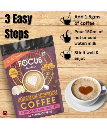 Way Of Pleasure Lion's Mane Mushroom Instant Coffee Caffeine Free For Boost Immunity Improve Gut Health For Men and Women 45g - Buy Online on GoSupps.com