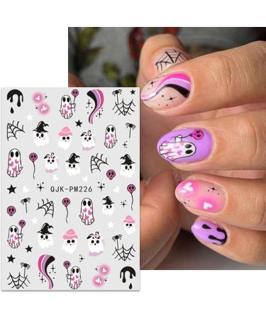 JMEOWIO 9 Sheets Halloween Nail Art Stickers Decals Self-Adhesive Pink Cute Ghost Nail Supplies Nail Art Design Decoration Accessories - Buy Online on GoSupps.com