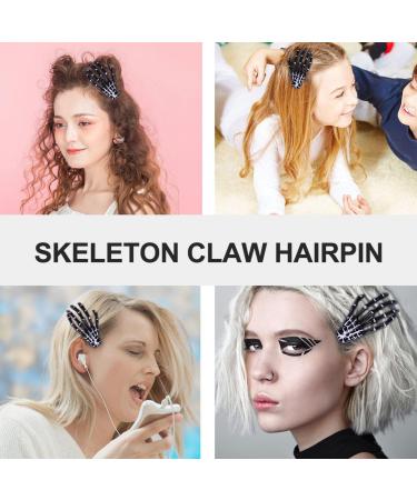 Lurrose 6Pcs Halloween Skeleton Hands Hair Clips - Gothic Bone Claws for Punk Rock Party Dress Up - Buy Online on GoSupps.com