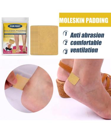 Moleskin Padding for Feet - 10 Pack with Adhesive Backing - Reduce Friction and Pain from Rubbing - Ideal for Boots and Hiking - Buy Online on GoSupps.com
