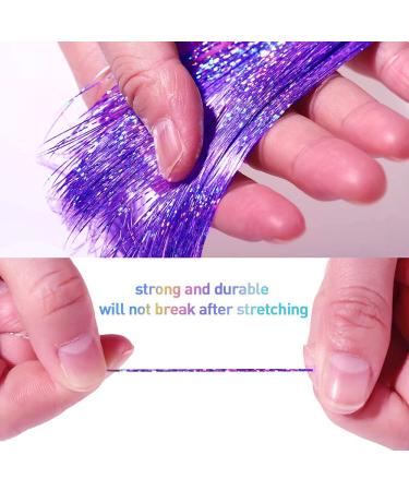 Holographic Hair Tinsel 400 Strands - Shining Purple, Heat-Resistant Silk Extensions for Parties & Gifts - Buy Online on GoSupps.com
