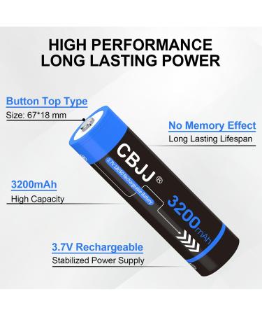 Buy 3.7V 18650 Rechargeable Batteries 3200mAh - High Capacity Button Top Battery Pack for Flashlights & Headlamps | 2 Pack - Buy Online on GoSupps.com