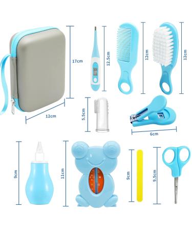 Bizcasa Baby Care Set - 11-Piece Newborn Childcare Kit with Nasal Sucker Comb Nail Scissors - Essential Baby Equipment in Blue for International Shipping - Buy Online on GoSupps.com