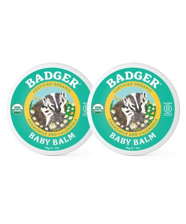 Badger Baby Balm Chamomile & Calendula Certified Organic Baby Balm Cradle Cap Balm for Babies - 2 Oz. - pack of 2