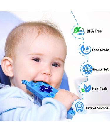 Scuwtocn Silicone Teether Toys for Baby 6-12 Months | Remote Control Shape Teething Toy - Sky Blue - Buy Online on GoSupps.com