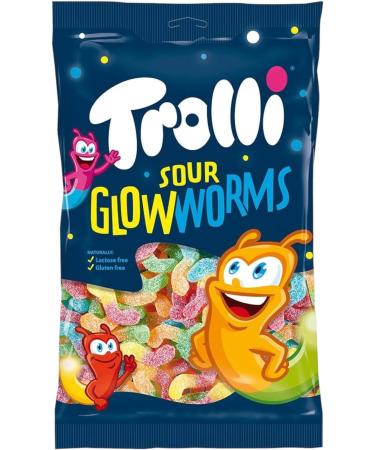 Trolli Sour Glowworms Gummy Candy Chewy Sweets Lactose Gluten Free 6 Fruity Flavours 150g - 3x Share Bags - Buy Online on GoSupps.com