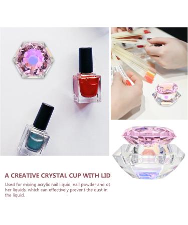 Lurrose Nail Art Dappen Dish Octagon Cup Nail Crystal Bowl Dapping Dish Glass Cup Nails Pen Holder with Lid for Acrylic Liquid Powder Manicure Pedicure Pink - Buy Online on GoSupps.com