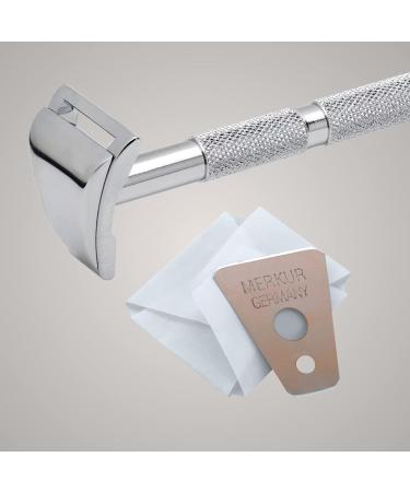 Merkur Contour Razor Blades - Silver 908 | 100 Trapezoidal Carbon Steel Blades for Wet Shaving | Made in Germany - Buy Online on GoSupps.com
