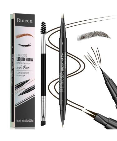 Crayon Sourcil Crayon Sourcil Waterproof Double Extr mit avec Micro-Fourchette et Pinceau Pr cis Crayon Sourcils - Pour des sourcils naturels et d finis-Dur e de la journ e- 04 Noir Marron 04# Noir Marron