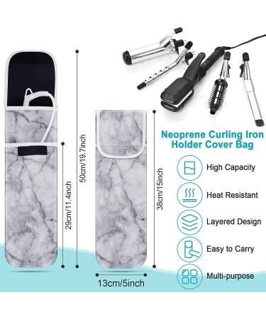 Neoprene Flat Iron Case & Silicone Mat Set - Heat Resistant Curling Iron Holder - Marble Style Organizer for Hair Tools - Buy Online on GoSupps.com