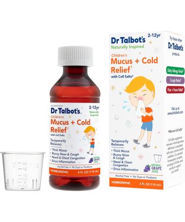 Dr. Talbot's Mucus + Cold Relief Liquid Medicine for Children - Natural Grape Juice Flavor - 4 Fl Oz - Buy Online on GoSupps.com